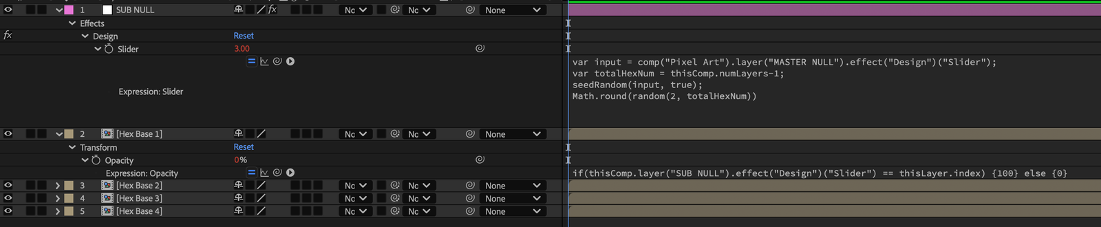 Hex precomp holding the different hex styles
