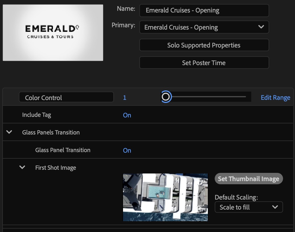 Essential Graphics panel layout