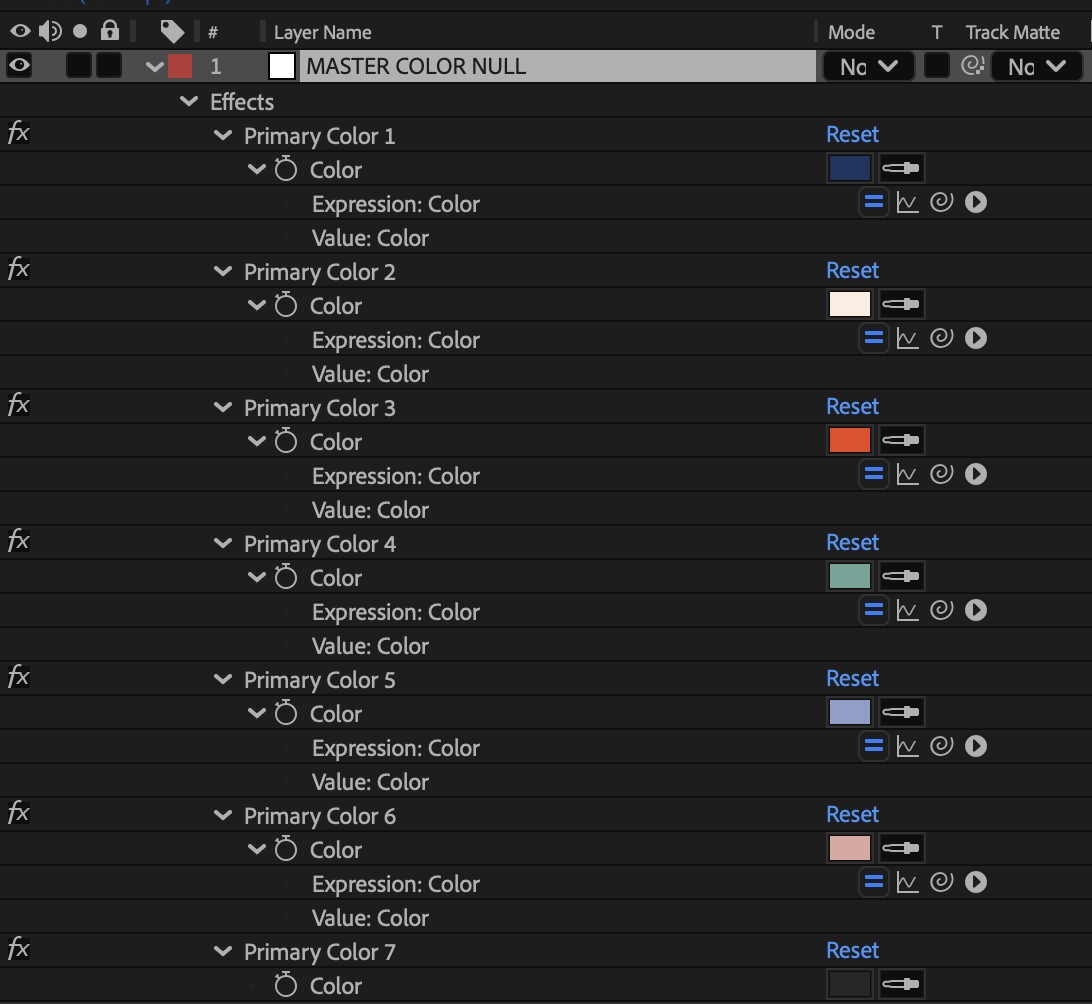 Master color null driving the expression